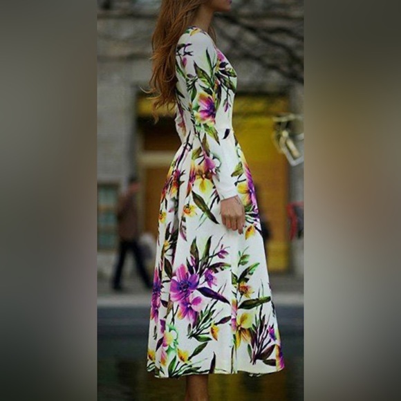Midi dress white floral - Picture 3 of 10